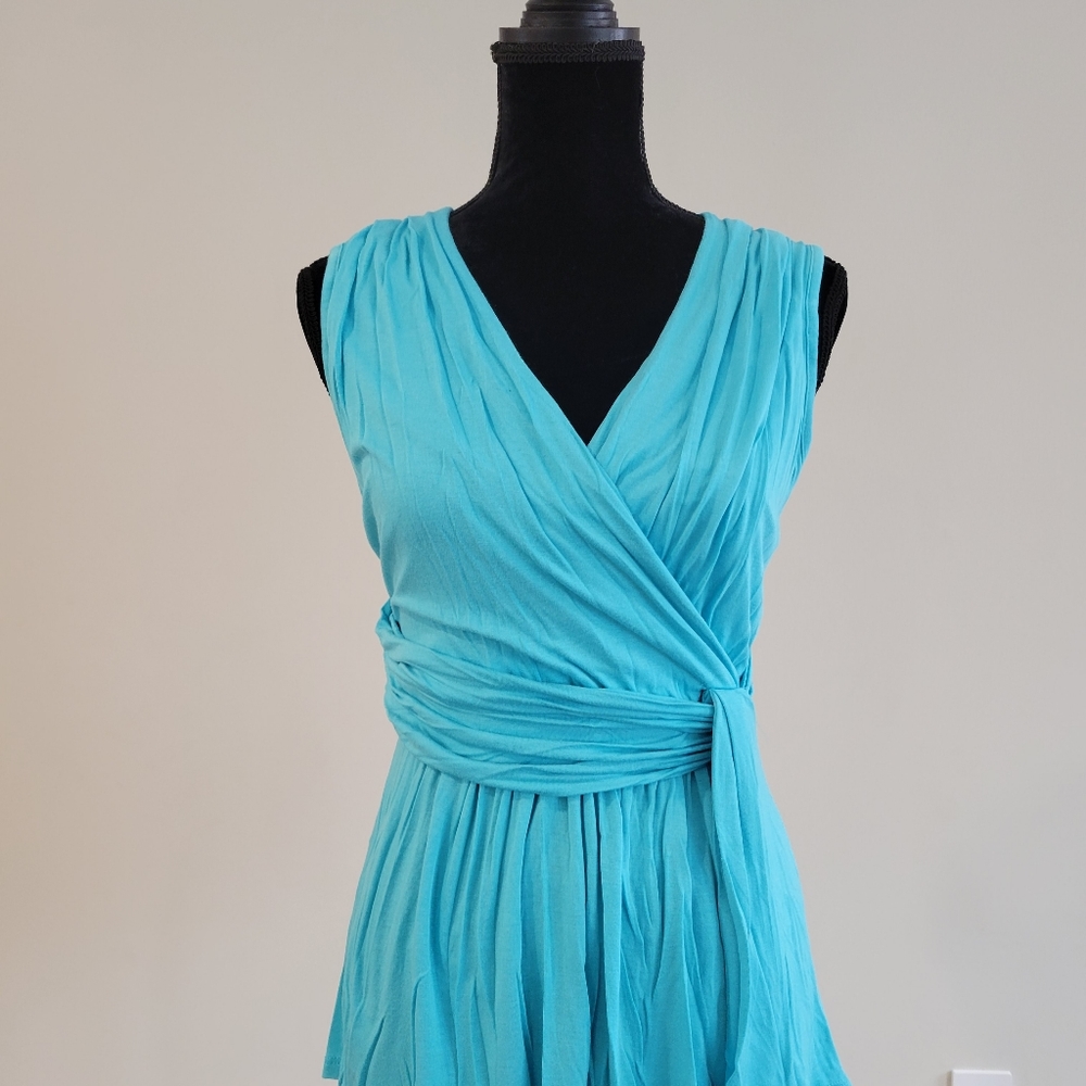 New York & Company Blue Sleeveless Babydoll Top M